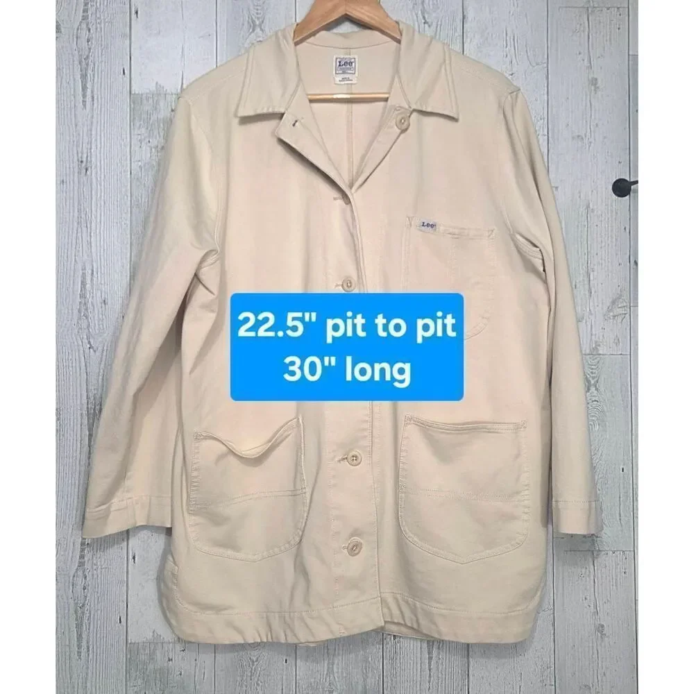 Lee Workwear Chore Shacket Jacket Top in Ivory Sz L - Picture 5 of 9